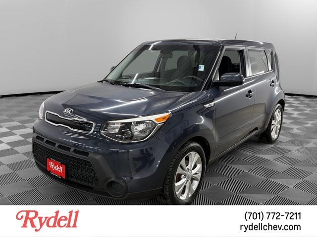 2015 Kia Soul + in Fathom Blue — front three-quarter view